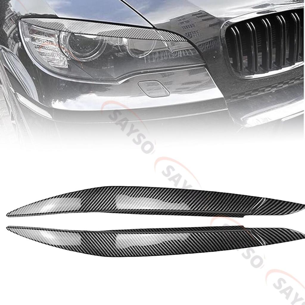 2PC Car Headlight Eyebrows Eyelids Lids Cover Trim ABS Plastic For BMW X6 E71 E72 X6M X5M E70 2008-2014 Not For X5
