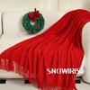 Red Wedding Sofa & Bed Blanket Cover, Bed Flag, Dowry Shawl, Knit Blanket Runner
