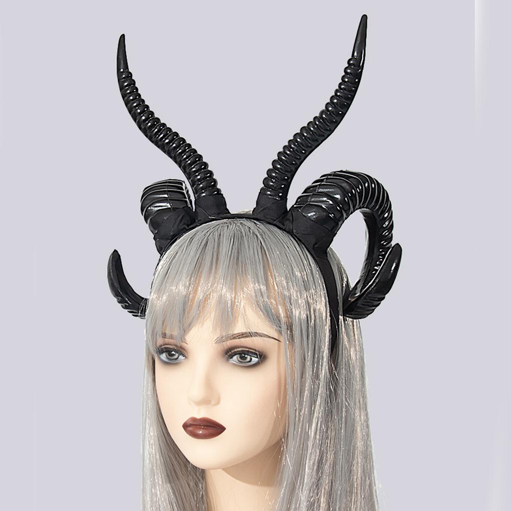 Handmade Sheep Horn Headbands Girl Cosplay Realistic Sheep Horn Fursuit Masquerades Halloween Cosplay Party