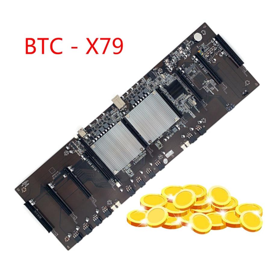 BTC X79 Dual CPU Miner Motherboard DDR3 8 PCI-E X16 with E5-2620 CPU RECC 8G DDR3 Memory 120G MSATA SSD For Support 3060 GP