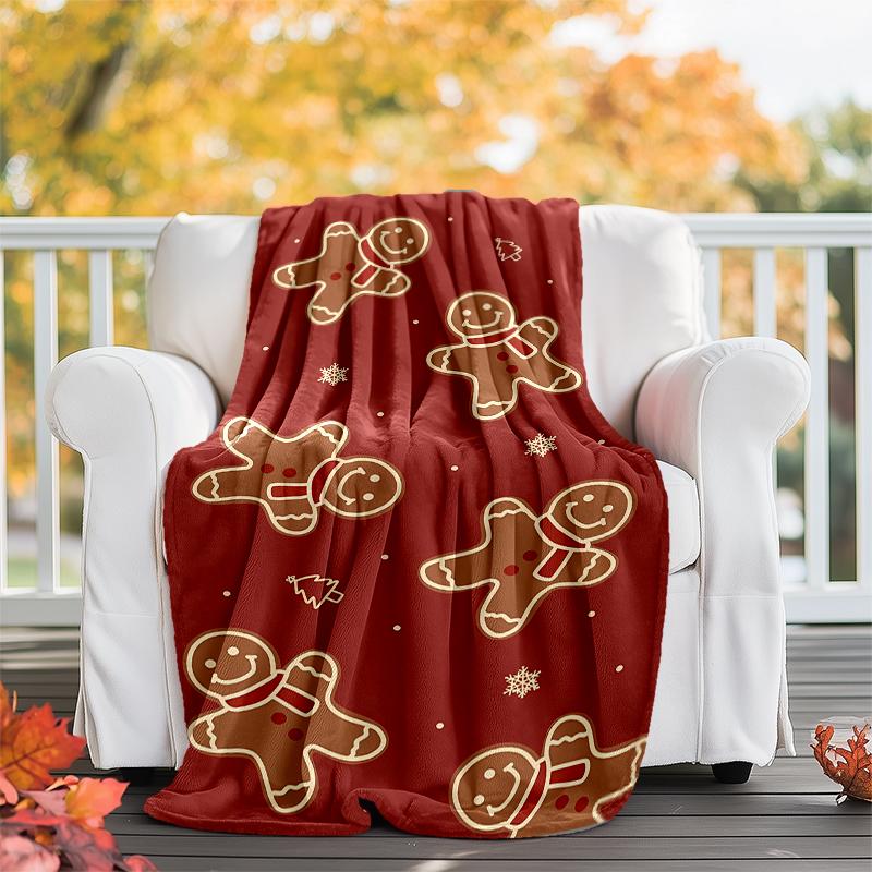 Christmas gingerbread man Theme Printed Blanket - Perfect for Couch, Bed, Travel & Outdoor Use | Machine Washable, Cozy & Durable.