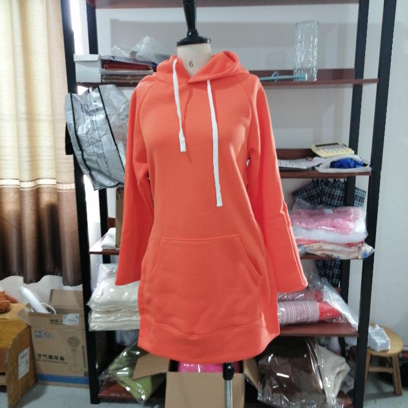 

Женская толстовка средней длины с длинным рукавом и капюшоном, однотонная, с карманами, на осень-зиму XXL