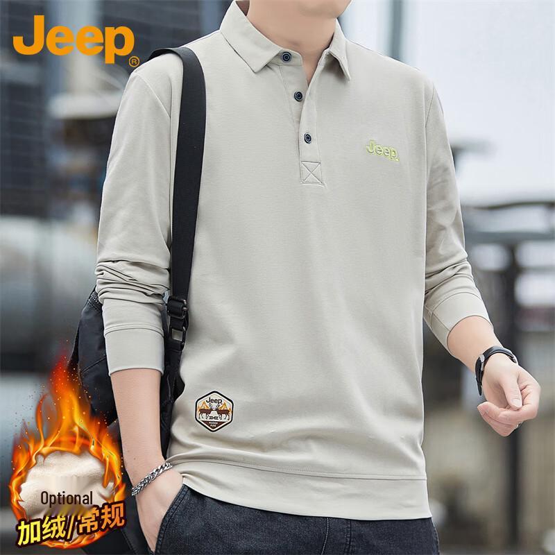 JEEP Men s Autumn/Winter Casual Long-Sleeve Polo Shirt 2XL