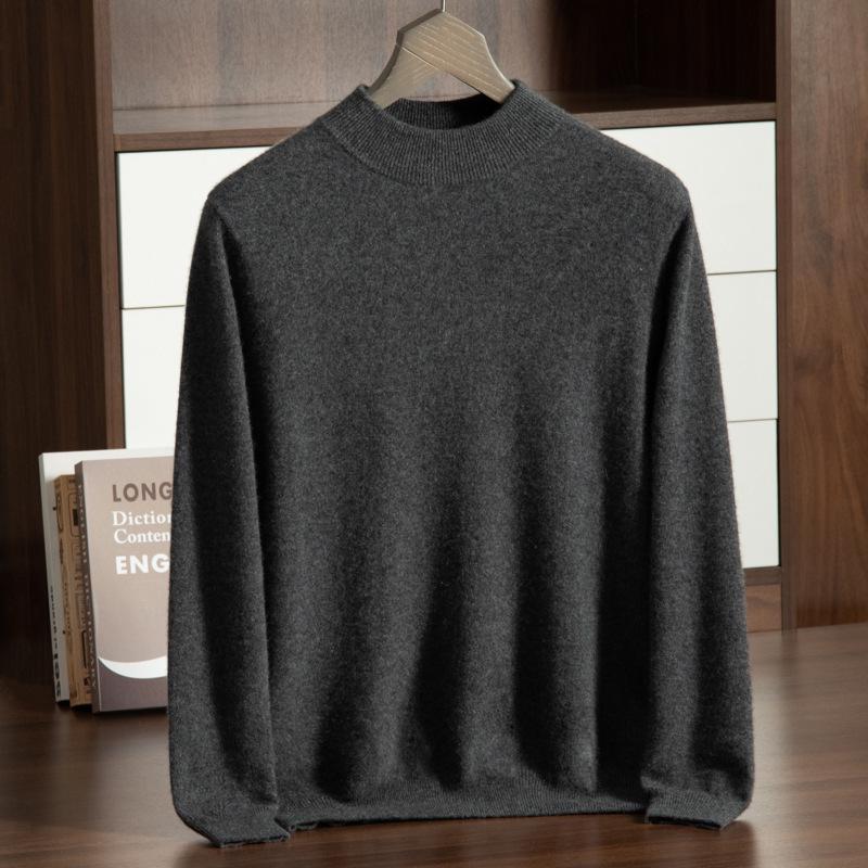 Men's Autumn-Winter Cashmere Half-High Neck Business Pullover Sweater