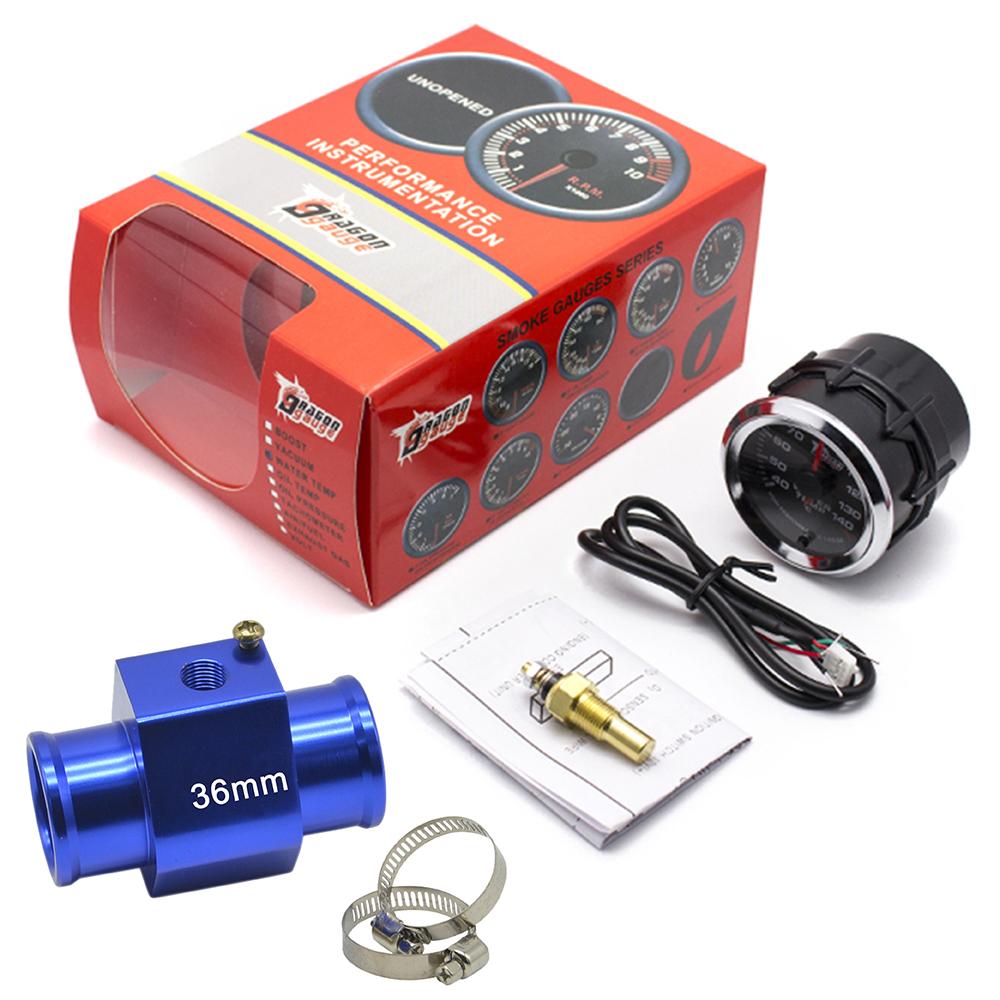 2 Inch Auto Car Water Temp Gauge Stepper Motor 7 Colors BackLight  40-140 Celsius Joint Pipe Temperature Meter With Sensor