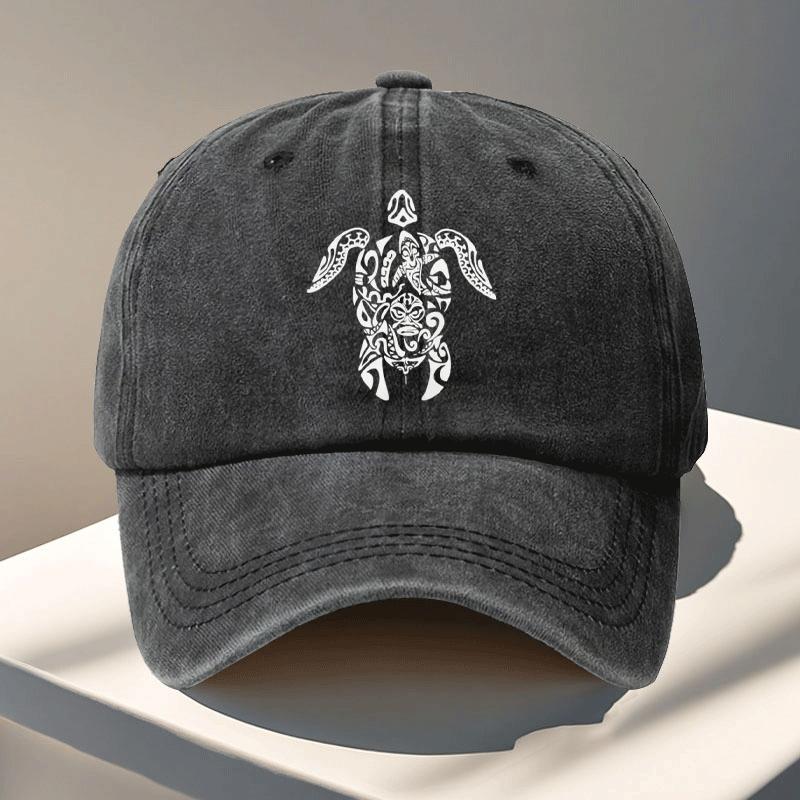 Turtle Polynesian Tattoo Design Print Baseball Cap Fashionable Adjustable Baseball Cap Outdoor Sports Baseball Cap