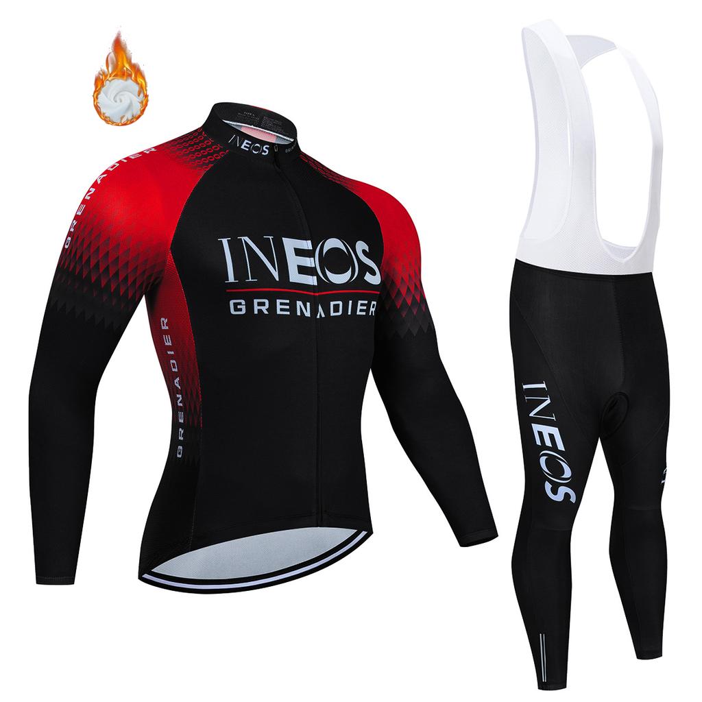 Conjunto de ropa de ciclismo para hombre Ineos Grenadier Pro Team Tricuta 2026: chaqueta, culotte y maillot con gel. Traje de invierno de forro polar.