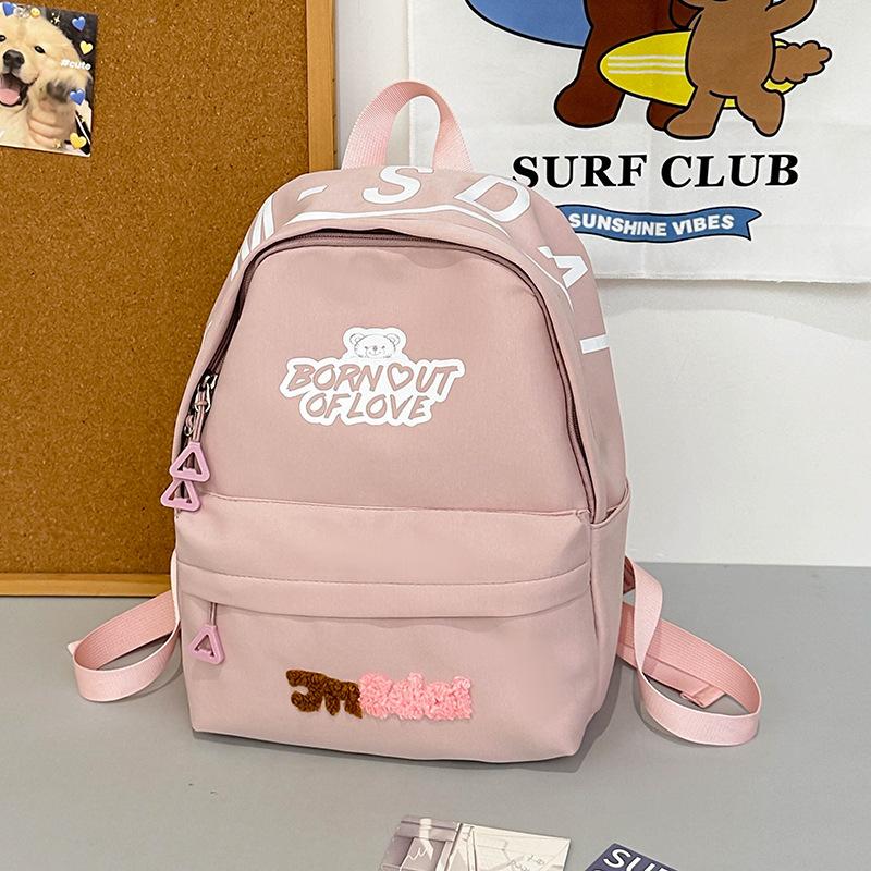 

Школьный рюкзак для средней школы с надписью «Письмо» для женщин, дорожный рюкзак большой вместимости, рюкзак для учебников Small розовый