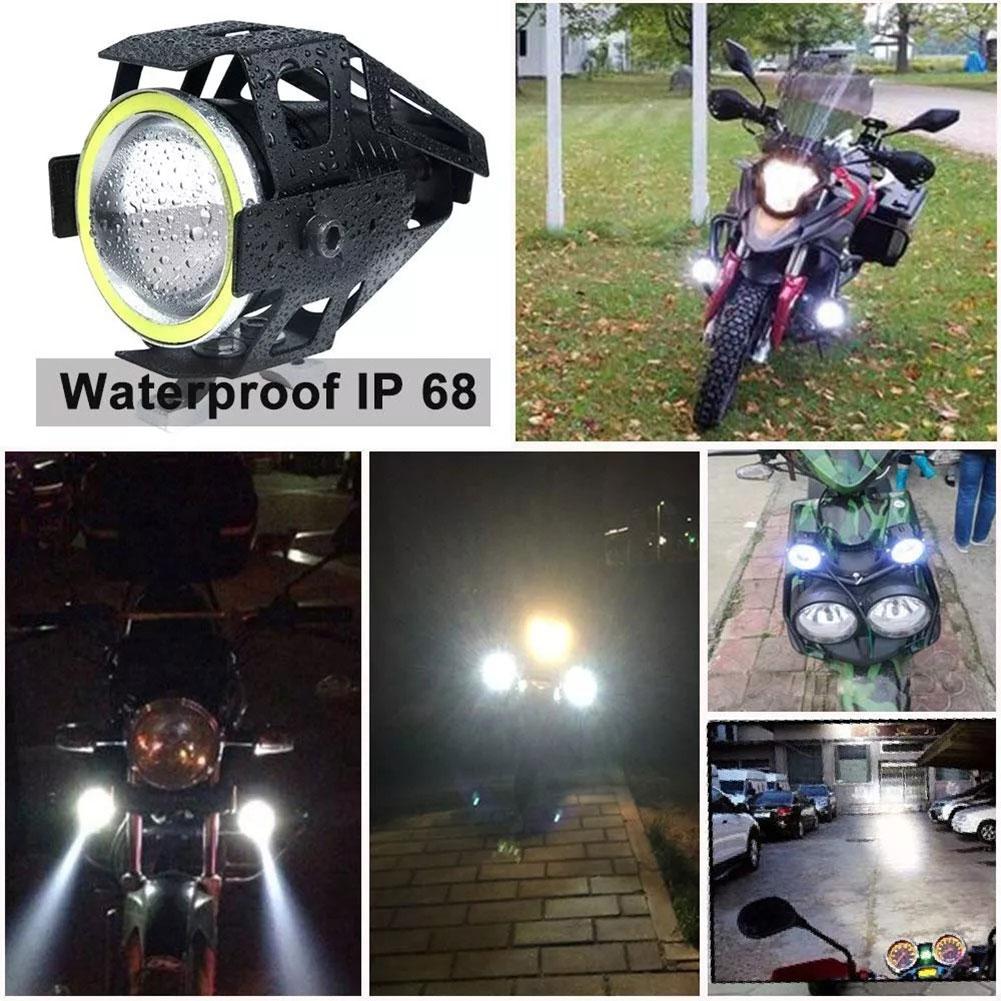 U7 Motorcycle Headlight 6000K Work Light Front Foglight for Truck SUV ATV LED Driving Lamp with Abgle Eyes Motorbike Spotlight