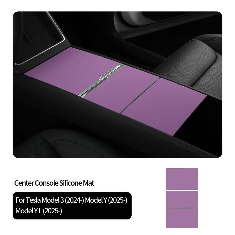 For Tesla Model Y Juniper / Model 3 Highland Car Center Console Silicone Armrest Box Pad Cover Auto Interior Tuning Accessories