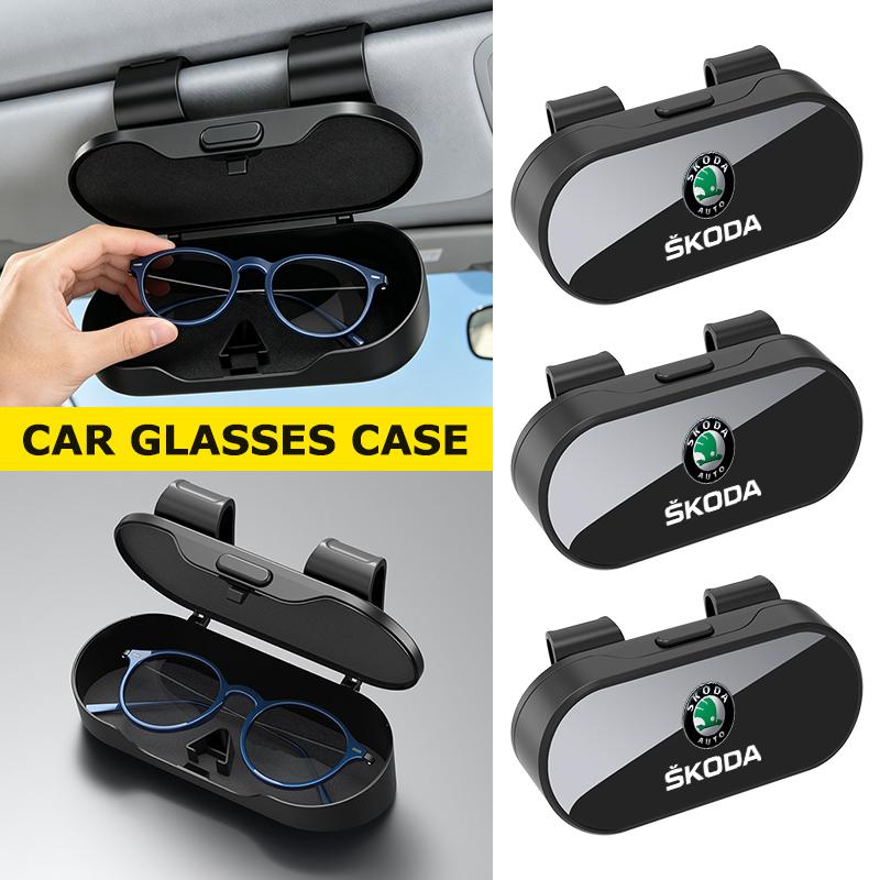 Car Glasses Case Sun Visor Sunglasses Clip Storage Box Accessories For Skoda Octavia Superb RAPID FABIA KAMIQ KAROQ KODIAQ YETI Fxdj44