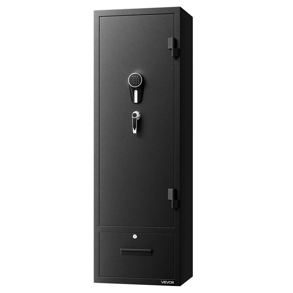 4 Gun Safe, Long Gun Cabinet for Rifles and Pistols, Quick Access Fireproof Rifle Safe with 2 Ammo Slots, 2 Pistol Pockets & 2 Adjustable Racks, Large