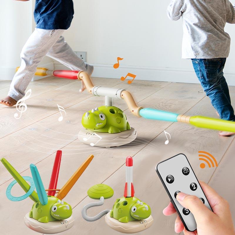 3-in-1 Dinosaur Sport Entertainment Game Toy Multifunction Rope Skipping Machine Ferrule Jump Rocket Launcher Outdoor Training