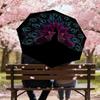 1pc Peacock Feather Automatic Folding Umbrella 8 Rib Iron Frame,  Suitable for Travel, Daily Use, Birthday, Women & Men Gift
