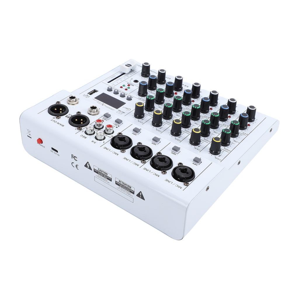 6 Channel   Sound Mixer DJ Controller with   MP3 Player 48V   Power Built-in Guitar Amp Portable Mixer Console for Studio Recording Live Str