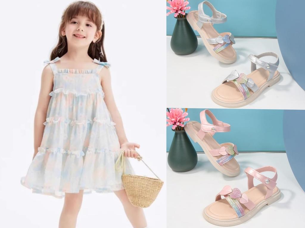 Sandales pour Cœur Croix Velcro Été Sortie Cadeau d'anniversaire [WUIWUIYU] Enfants, Filles, Sandales, Fermeture, Flexibles, Confortables, Chaussures, Sortie, Voyage, (Rose,