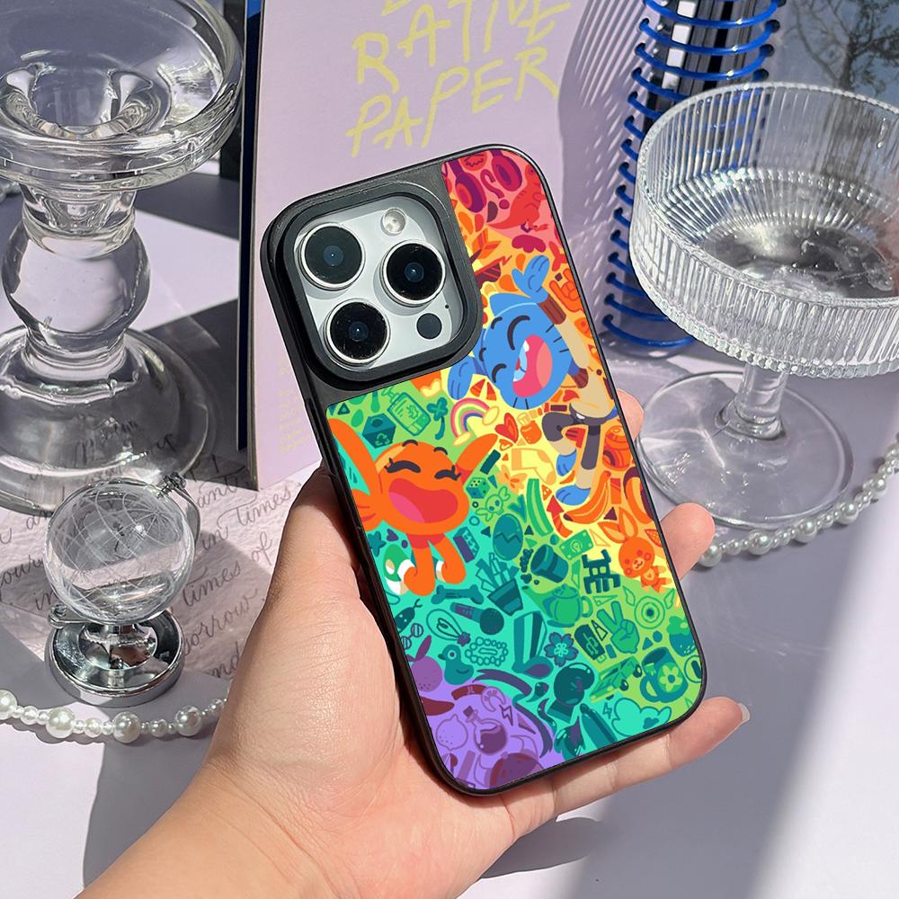 Cartoon Gumball Cute Poster Design Phone Case for iPhone 17 16 E 15 14 13 12 Pro Max Sheepskin Silver-edged Protective Case