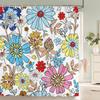 1 pièce Rideau de douche en tissu polyester à motif floral coloré Tissu imperméable Rideau de salle de bain Rideau de séparation anti-moisissure