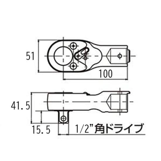 Esco DR Ratchet Head 1/2" (for 22mm Connection) EA723WG-55