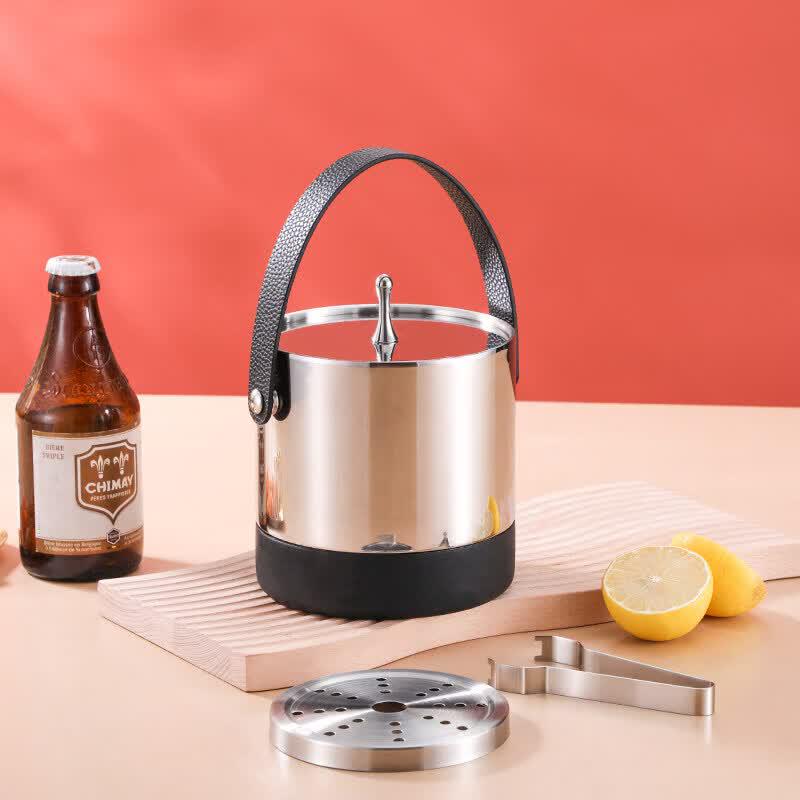 Qiwai 304 Stainless Steel Double-Layer Ice Bucket