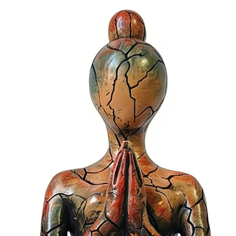 Figur Abstrakte Meditationsskulptur Sitzende Frau Dekorative Zen-Kerzenhalter Harz Yoga-Statue Schreibtisch