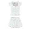 2026 European & American Fashion Hollow Embroidery Lace Top & Skirt Set for Women