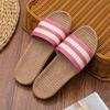 Gestreifte gewebte Damen-Schiebesandalen mit atmungsaktiver Leinen-Innensohle für legere Strandbekleidung
