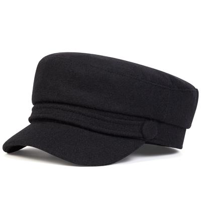 Unisex Solid Color Imitation Wool Military Hats Flat Top Baseball Caps For Women Outdoor Sports Military Hats Cadet Sunscreen Ha
