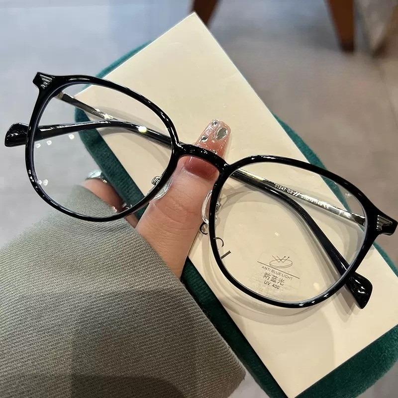 Anti Blue Light Glasses Luxury Frame Female Korean Style Big Face Round Face Plain Net Red Glasses Flat