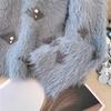 Autumn Winter Women Sweet V-neck Soft Furry Mohair Beading Knitted Sweater Christmas Short Pullover Tops