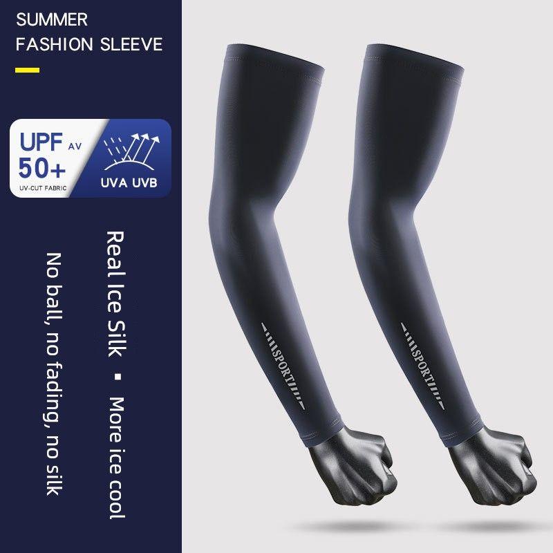 

High-End Summer Sun Protection Ice Sleeve Men Viscose Fiber Oversleeve UV Protection Cycling Arm Sleeve Thin Cool Breathable Cross-Border Ice cool sleeve 813# dark gray (a pair of) XL