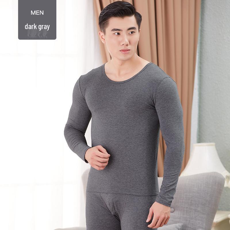 

Мужской облегающий теплый комплект термобелья из модала для осени и зимы L (recommended for 110-130 jin) темно-серого