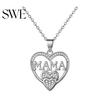 Alloy Jewelry Mothers Day Gift Necklace Rhinestone Heart-Shaped Pendant Anti-Oxidation Heart Charm Mother Clavicle for Daily Wear Gifting