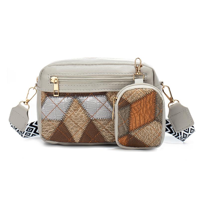 

Трендовая контрастная ромбовидная лоскутная маленькая квадратная сумка, персонализированная передняя сумка для хранения, женская сумка-мессенджер с мини-кошельком для мелочи, партия серый