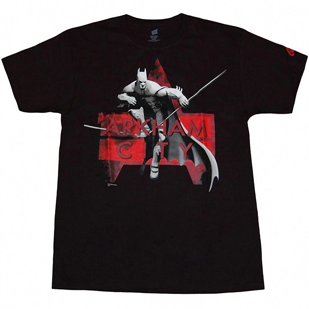 Arkham City Batman 100% Cotton T-shirt Mens Tees Top 4XL