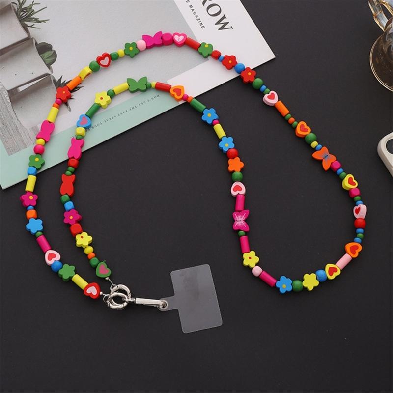 Phone Lanyard, Universal Bead Chain Neck Straps for Phone Case Crossbody Phone Lanyards with Patches for Most Phone