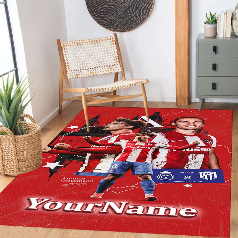 Atletico Madrid Customize Your Name Floor Rug Office Rug Suitable for Kitchen Dining Room Dormitory Playrooms Antislip Carpet Office home decor