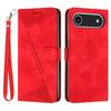 For iPhone 17 Air Leather Case Imprinted Triangle Phone Cover with Hand Strap