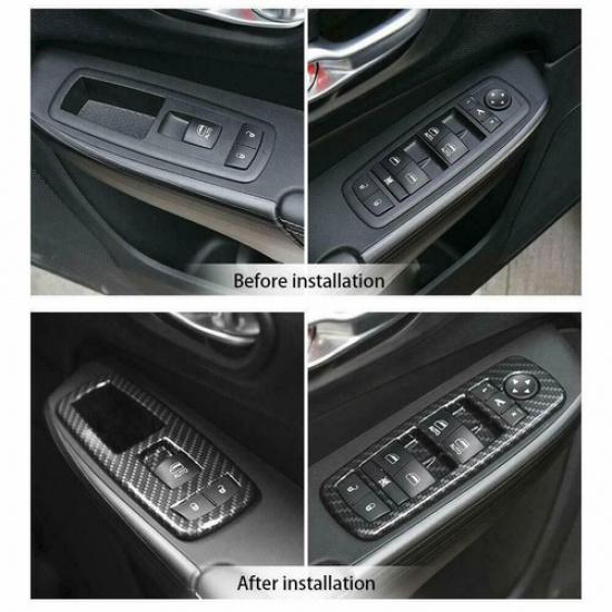 4* Window Lift Switch Panel Cover Trim for Dodge Ram 1500 2010-17 Carbon Fiber