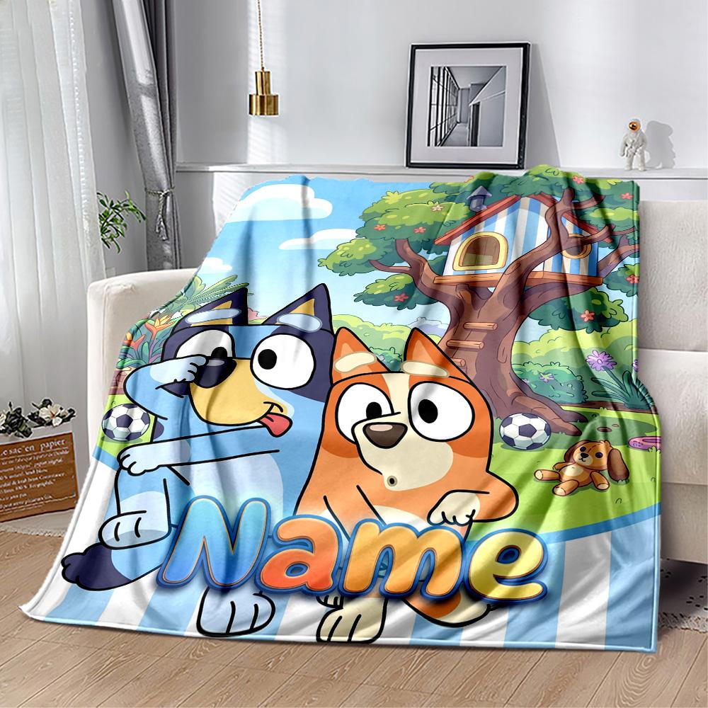 Bluey's Colorful Friends Customize Text Blanket Throw Customizable Blanket Warmthful Decor for Office Bed Chair Sofa Ideal for All Seasons