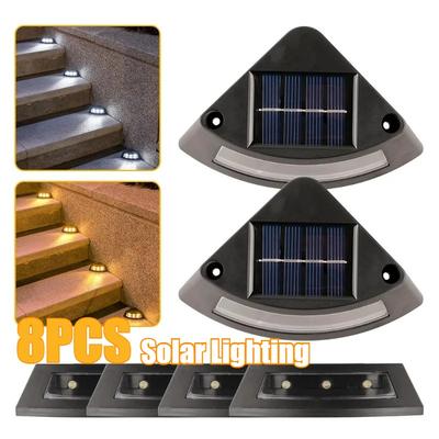 8 Stück Solar Stufenleuchte Außen Wasserdicht Kabellos Garten Treppenbeleuchtung für Terrasse Gehweg Deckstufen Garten Dekorative Lichter