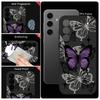 Soft TPU Lanyard Case For Samsung Galaxy S26 S24 S25 Ultra S23 S24 FE A17 A56 A55 A36 A15 A16 A25 5G Purple Butterfly Back Cover