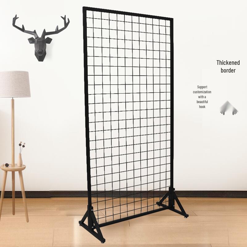 Double-Sided Wire Mesh Grid Rack: Floor-Standing Wrought Iron Display for Supermarkets, Exhibitions, Street Stalls, and Storage.