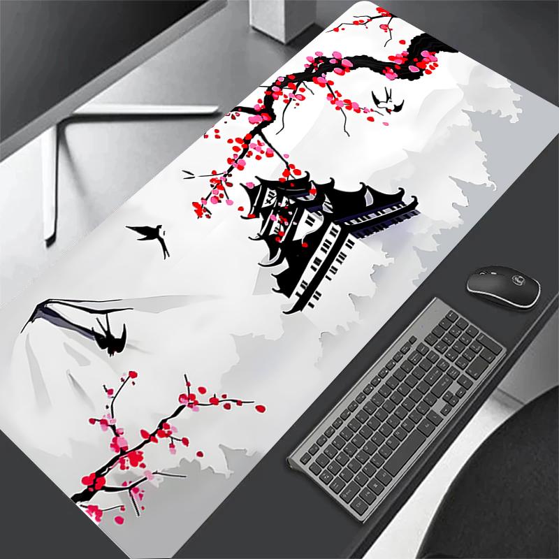 Anime Sakura Pattern Large Desk Mat Cute Gaming Mouse Pad Non-Slip Rubber Keyboard Deskmat Laptop Computer Office Accessories