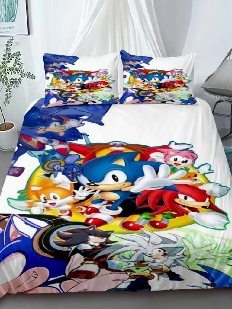 3D Luxurious Teens The Movie Hedgehogs Boy Bedding Set Anime Digital Cartoon Sonic Duvet Cover Comforter Bed Youth Kids Gift