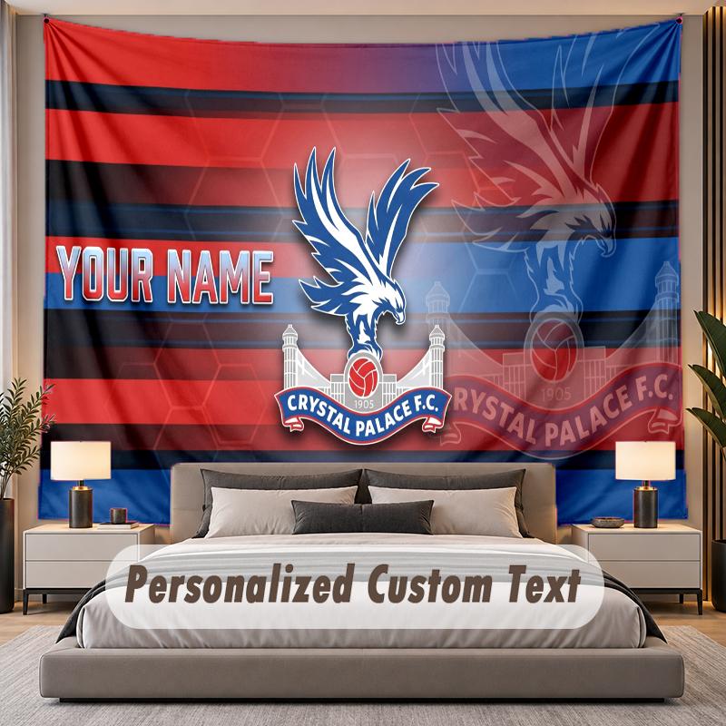 Custom Name Text Tapestry Crystal Palace Personalized Polyester Wall Tapestry For Bedroom And Room