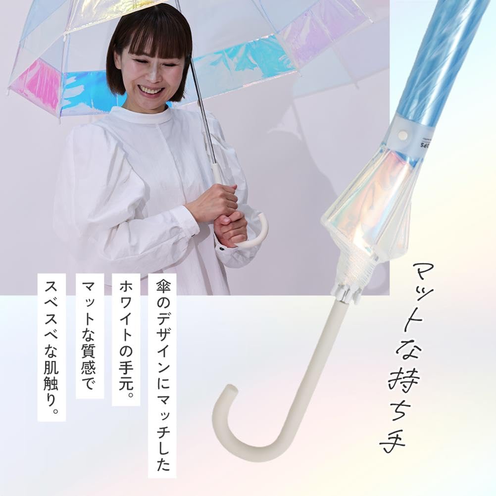 ogawa Aurora Long Umbrella, 60cm, Deep Vinyl Umbrella, LINEDROPS, Pink, Cut-Apart, Birdcage Design, Manual Opening, Safety Cover, 8 Ribs, 54685
