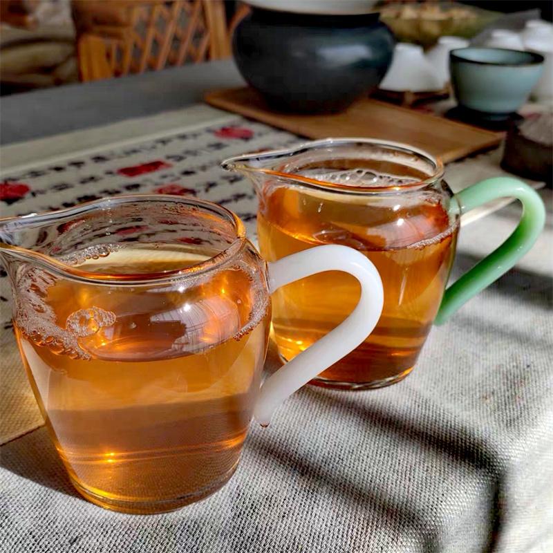 Imitation Jade Handle Heat Resisting Glass Tea Pitcher Glass Tea Pot Fair Cup Cha Hai Chinese Kung Fu Tea Set Coffee Pot