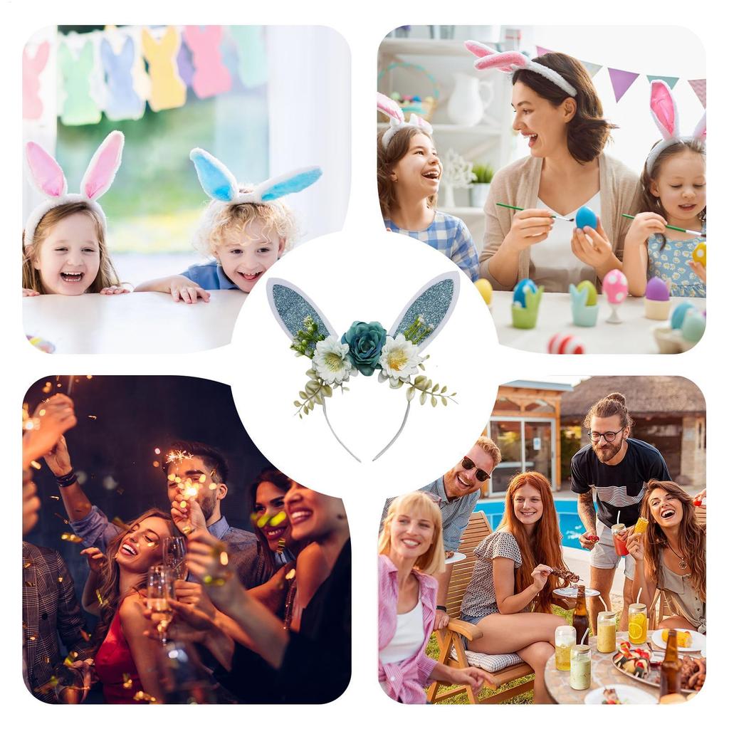 Easter Headbands For Kids Soft Glitter Cartoon Festive Costume Decoration Adult Kids Rabbit Ears Headband For Cosplay Photo