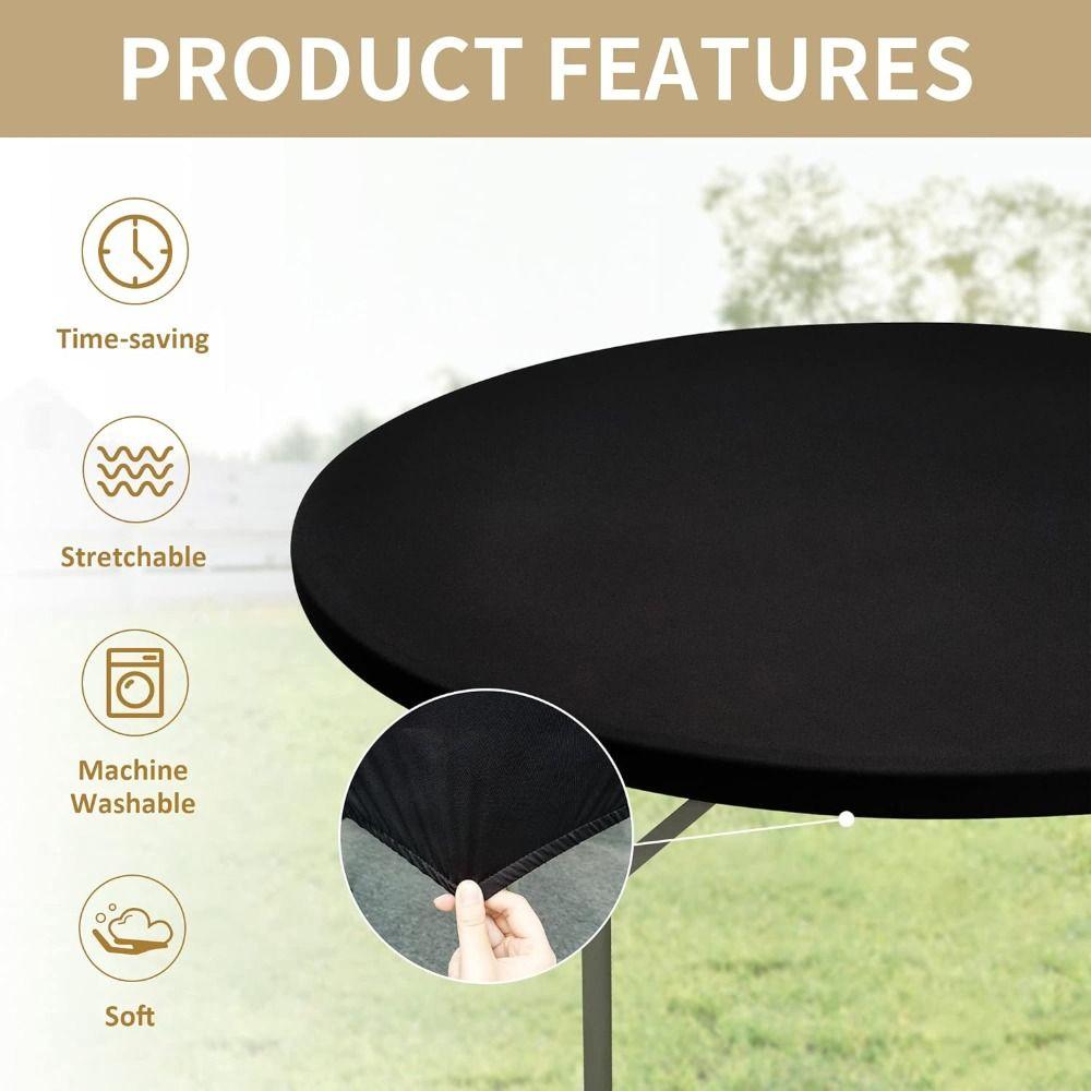 Solid Color Round Table Cover Elastic Picnic Table Cloth Durable Table Protector  Party Decor